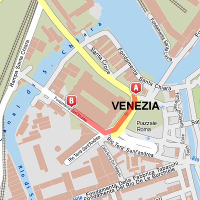 Percorso dalla Stazione Ferroviaria Venezia Santa Lucia