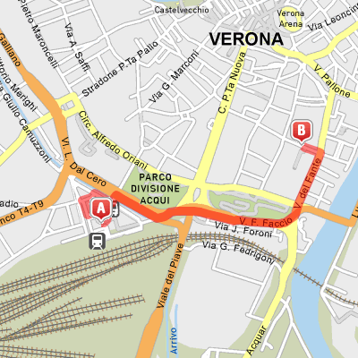 Percorso dalla Stazione Ferroviaria di Verona Porta Nuova